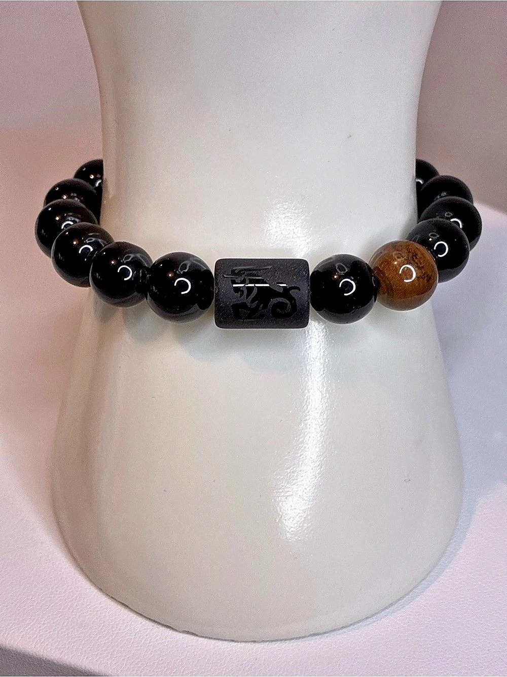 Matt Stone With Capricorn Zodiac Signs & Tiger Eye Beaded Bracelet